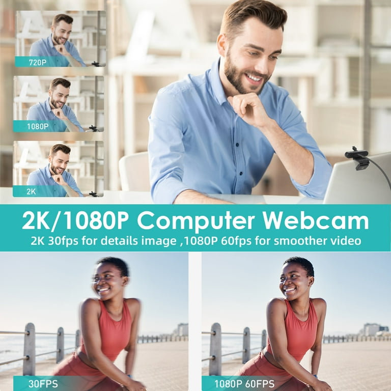 2K USB Video Conference WebCam w/60FPS & Mic*2