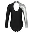 thumbnail image 2 of TiaoBug Kids Girls Sparkle Metallic Long Sleeve Gymnastics Leotard Unitard Tumbling Workout Ballet Dance Bodysuit Dancewear Black 14, 2 of 7
