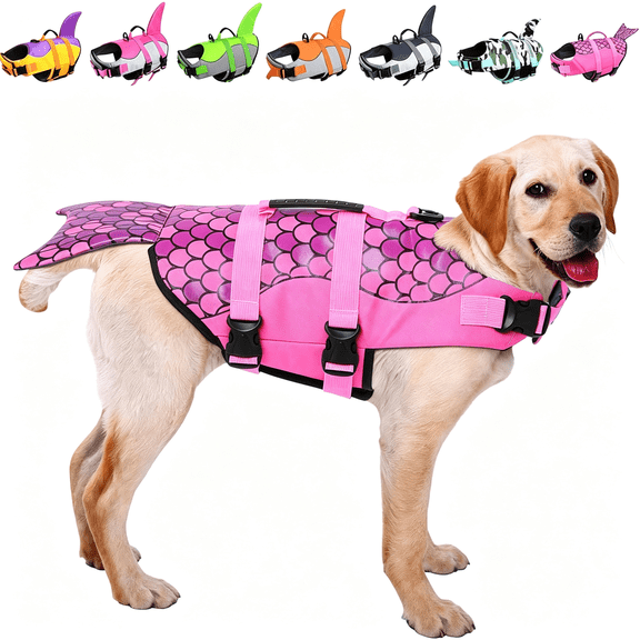 GASTROPOD Dog Life Jacket-Pet Safety Vest for Swimming &Boating, Life Jacket with Floatation,Dog Lifesavers Swimsuits for Small Medium Large Dogs (Mermaid Pink,M)