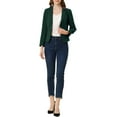 thumbnail image 3 of INSPIRE CHIC Women's Blazer Open Front Wear-to-Work Summer Crop Suit Jacket XL Green-Solid, 3 of 8