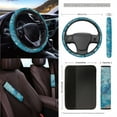 thumbnail image 3 of Renewold Sea Turtle Shell Blue Car Seat Cover Protector 15 PCS Set, with Steering Wheel Rearview Mirror Cover Seat Belt Pad Garbage Bag Air Vent Bag Coasters Key Chain Fit Most Vehicles, 3 of 7
