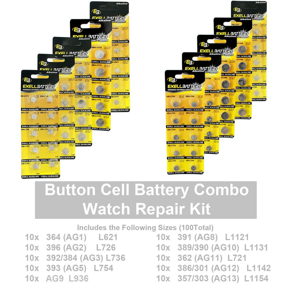 100 pcs Assorted Watch Batteries Alkaline Repair Kit Variety Pack FAST