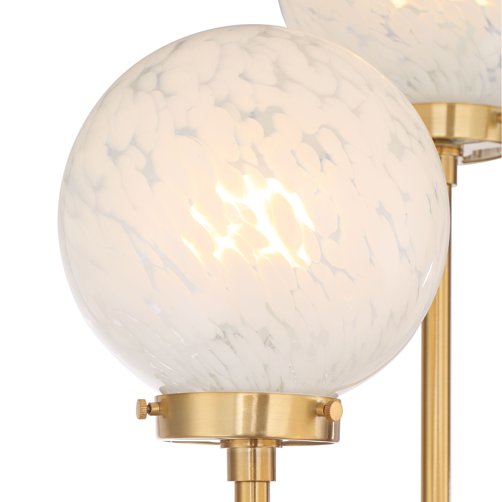Possini Euro Design Mid Century Modern Glam Style Floor Lamp 4-Light LED 68.5" Tall Warm Gold Glass Globe Shade for Living Room House Uplight