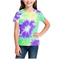thumbnail image 4 of hengsof T-Shirt à Manches Courtes Col Rond Mode Teinture sur Nœuds Imprimé Doux Confortable Été Décontracté pour Enfants Tailles 3-14 Ans, 4 of 5