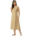 thumbnail image 2 of eloria Women Tunic Top Maxi Sleevless Round Neck Casual Dress Color : Tan Size : S, 2 of 6