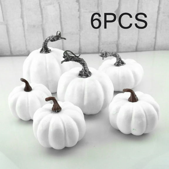 50% off!6Pcs Halloween White Artificial Pumpkins Harvest Fall Thanksgiving Home Decor Fake Decor