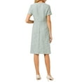 thumbnail image 3 of INSPIRE CHIC Women's Tweed Dress Button Decor Short Sleeve Elegant Work Sheath Dress L Blue Green, 3 of 4
