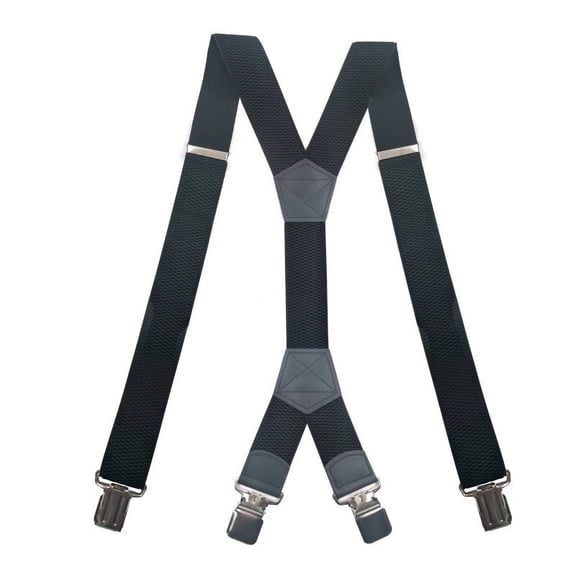 Men Solid Heavy Duty Work Suspenders, 1.5 Inch High Elastic Adjustable Suspender with Strong Metal Clips