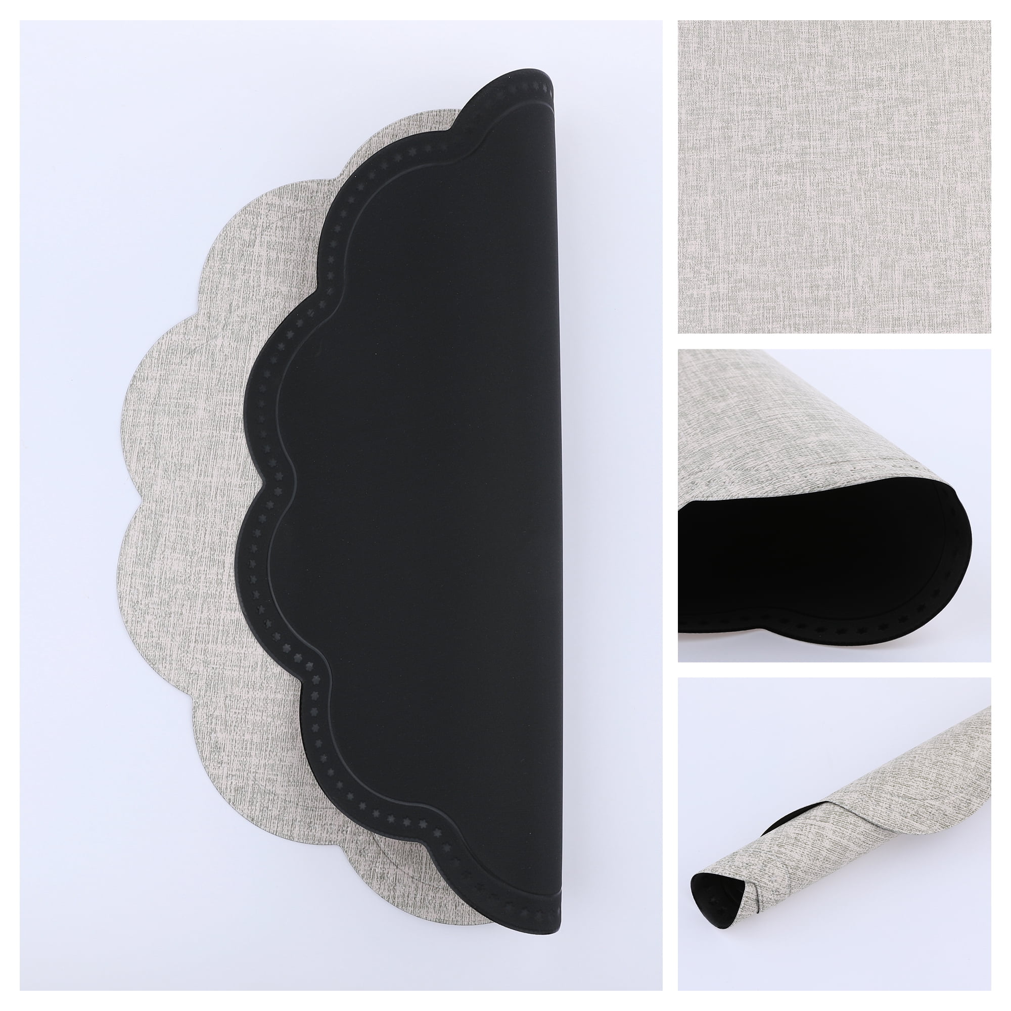 Unique Bargains Set of 6 Flower Placemats for Kitchen White 15*15in
