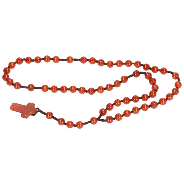 Rosario Católico Collar De Rosario De Piedra De Ágata Roja para Mujer Estatua De Jesús Rosario Bendito Portátil para Regalo Religioso