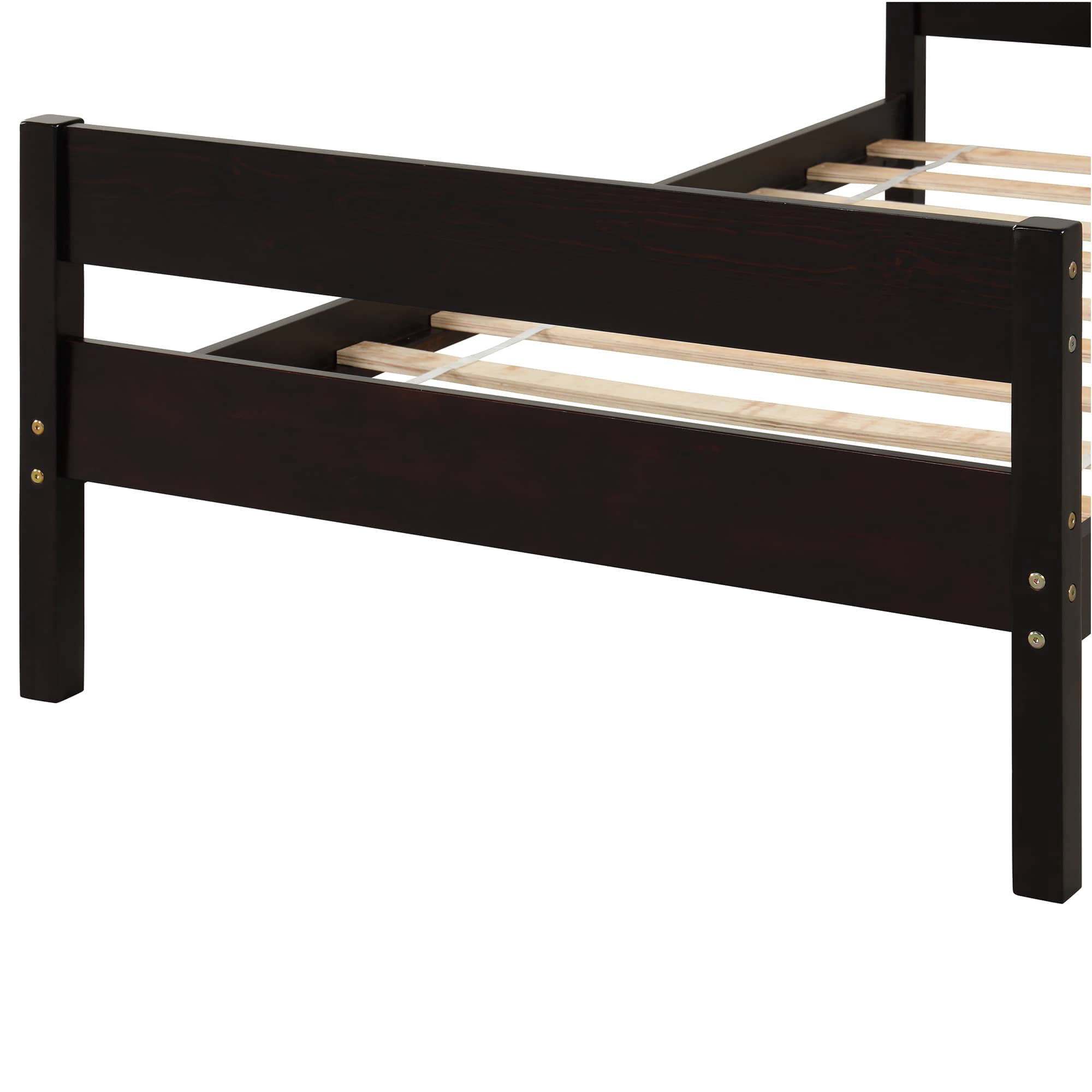 MAYEERTY Twin Bed Frame with Headboard and Footboard for Adult, Espresso