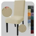 thumbnail image 1 of Stretch Chair Covers For Dining Chairs Set Of 4 Decorative Jacquard Dining Room Chair Covers Washable Kitchen Chair Slip Covers For Dining Room, Hotel, Party (4, Light Beige), 1 of 7