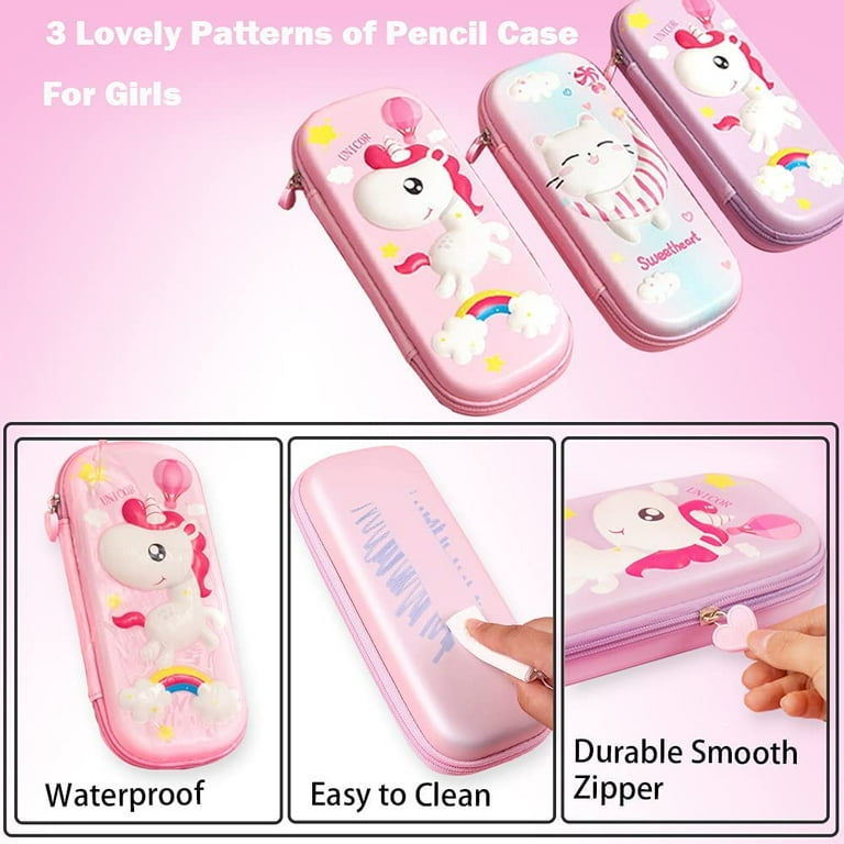 Unicorn Pencil Case for Girls,3D EVA Cute Pencil case Large