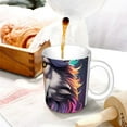 thumbnail image 3 of Yiaed Colorful Wolf Head A Print Ceramics Coffee,Large Handle Design,Extra Large Tea and Coffee Cup for Office and Home Mugs, 3 of 6