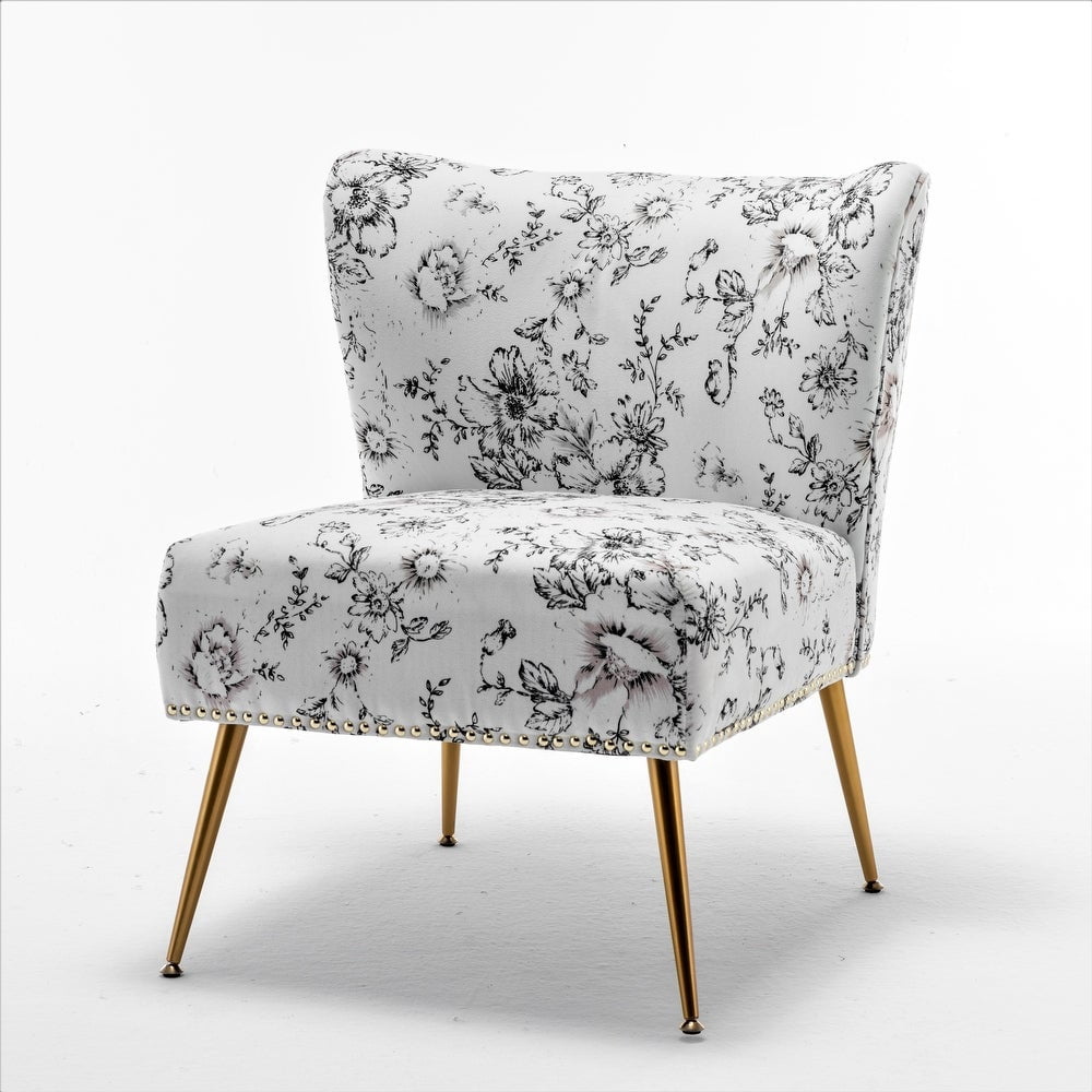 Uspridefurniture Friant 25"W White Microfiber Upholstered Slipper Chair
