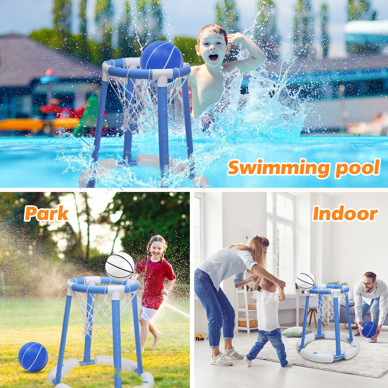 JoyStone Pool Basketball Hoop for Kids, Floating Inflatable Toys with 3 Pool Balls and Pump, Swimming Pool Toy for boys and Girls