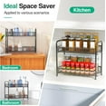thumbnail image 5 of Organizador de Especias Plegable 2 Niveles Metal Negro con Barandilla y Malla Antideslizante para Encimera, 5 of 5