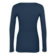 thumbnail image 6 of Mohiass Womens Long Sleeve Stretch Crewneck Ribbed T-Shirt Fitted Casual Basic Tops Dark Blue XXL, 6 of 8