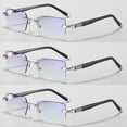 thumbnail image 1 of 3 Pack Men Tinted Rimless Reading Glasses Blue Light Blocking Readers Presbyopic Glasses, 1 of 3