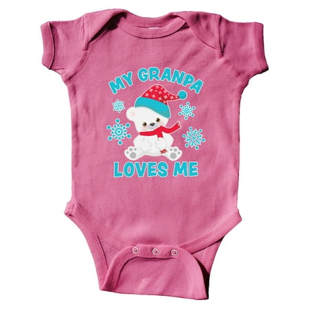 

Inktastic Polar Bear My Granpa Loves Me in Santa Hat with Snowflakes Gift Baby Boy or Baby Girl Bodysuit