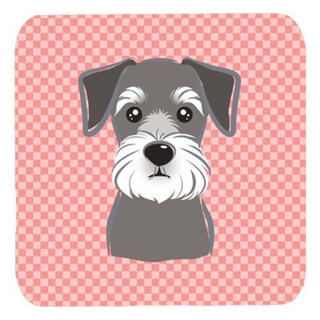 

3.5 x 3.5 In. Checkerboard Pink Schnauzer Foam Coasters Set Of 4