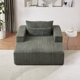thumbnail image 2 of 75"Oversized Chaise Lounge Chair Indoor, Upholstered Corduroy Sponge Sofa with Wide Armrests&Pillows, Comfy Leisure Sleeper Chair Sofa Recliner for Living Room, Army Green, 2 of 7