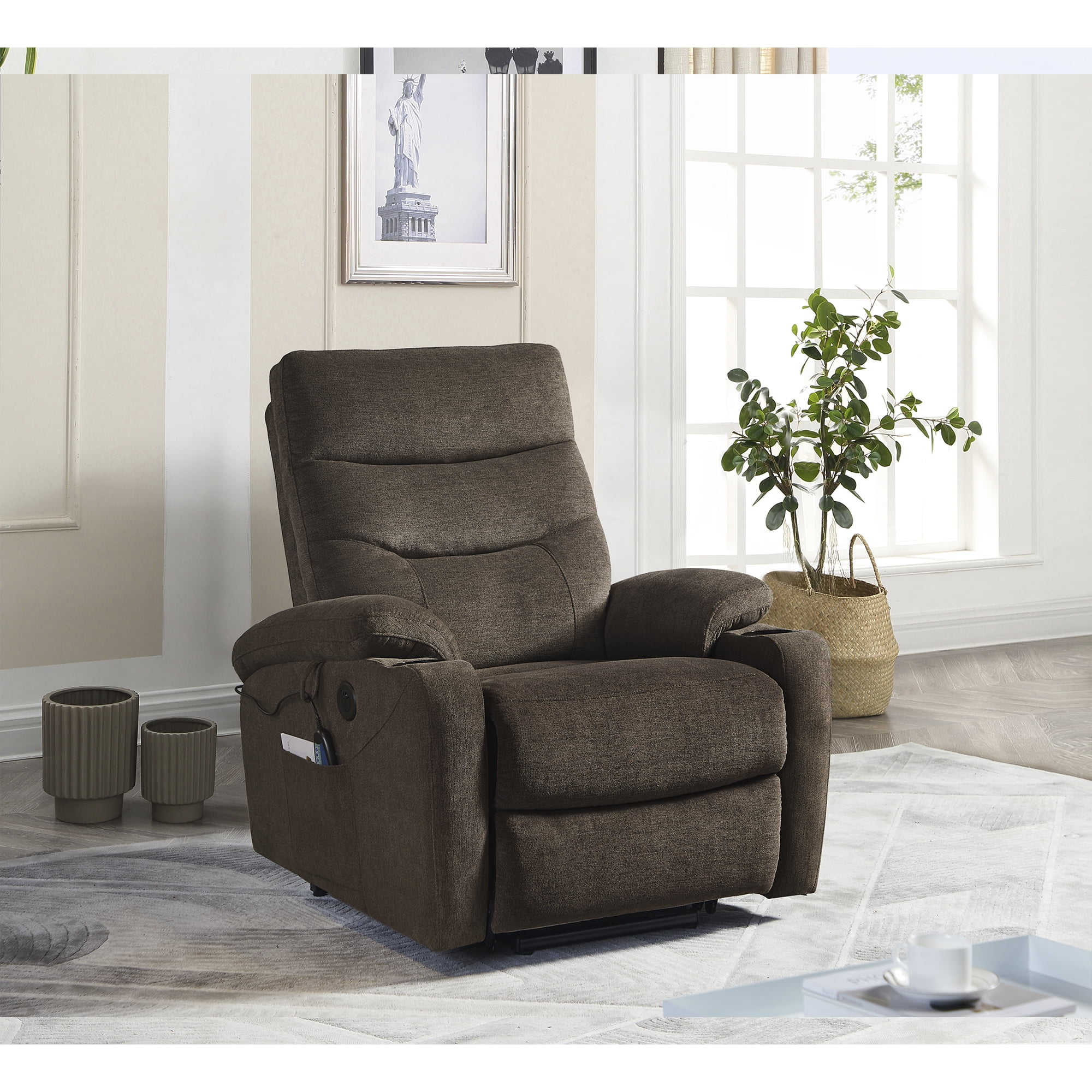 Kadyn Rocking Recliner Chair, Electric Power Lift Recliner Chair Sofa with Massage and Heat for Elderly for Living Room Bedroom, USB Ports, Brown Kadyn Rocking Recliner Chair, Electric Power Lift Recliner Chair Sofa with Massage and Heat for Elderly for Living Room Bedroom, USB Ports, Brown