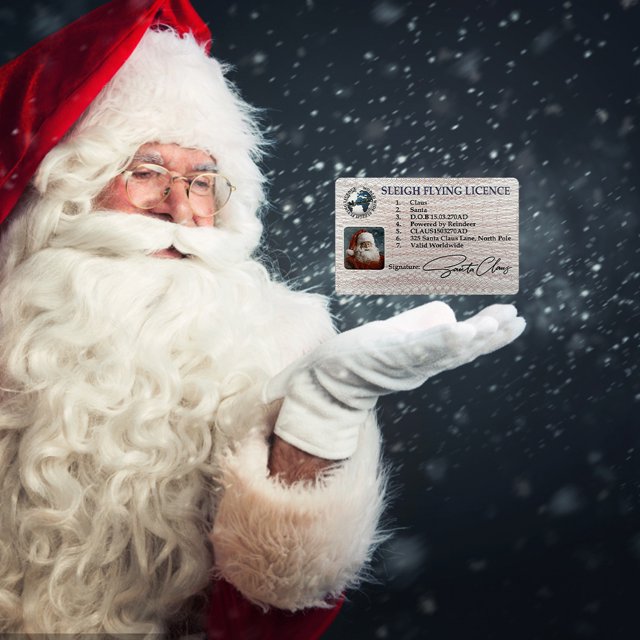 Licencia de conducir de Nochebuena Suministros creativos para fiestas con licencia de vuelo de Papá Noel