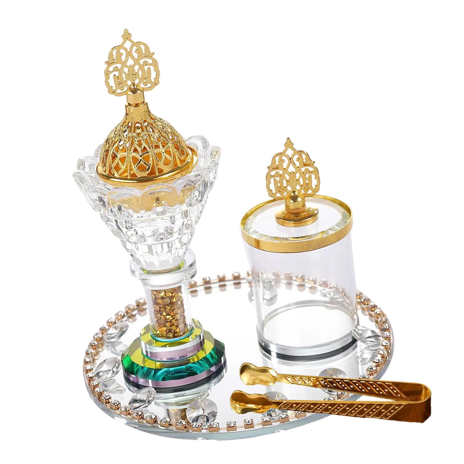 Baoblaze Glass Incense Burner Set Ornament Arabian Incense Holder for Office SPA