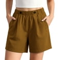 thumbnail image 2 of ITSAME Womens Plus Size Cotton Linen Shorts Elastic Waist with Pockets Summer Loose Casual Shorts Khaki Size 4XL, 2 of 6