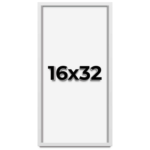 16x32 Shadow Box Frame White | 1 Inches Deep Real Wood Contemporary Shadowbox Display Frame | UV