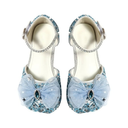 

TOWED22 Glitter Sparkle Girls Ballerina Dress Shoes Little Girl Princess Wedding Party Mary Jane Ballet Flats for Toddler and Kids(Blue 9)