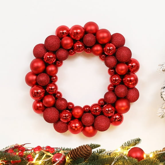 OEFNTAC Decorations Christmas Wreath Gold Red Scene Decoration Hanging Door Window Festive Holiday Ornament Home Party Decor 13.78in Party Decor