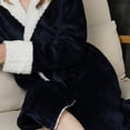 thumbnail image 5 of Penkiiy Fleece Hooded Robe Bathrobe Women's Winter Warm Nightgown Couple Bathrobe Men And Women And Winter Nightgown Navy Nightgowns, 5 of 8