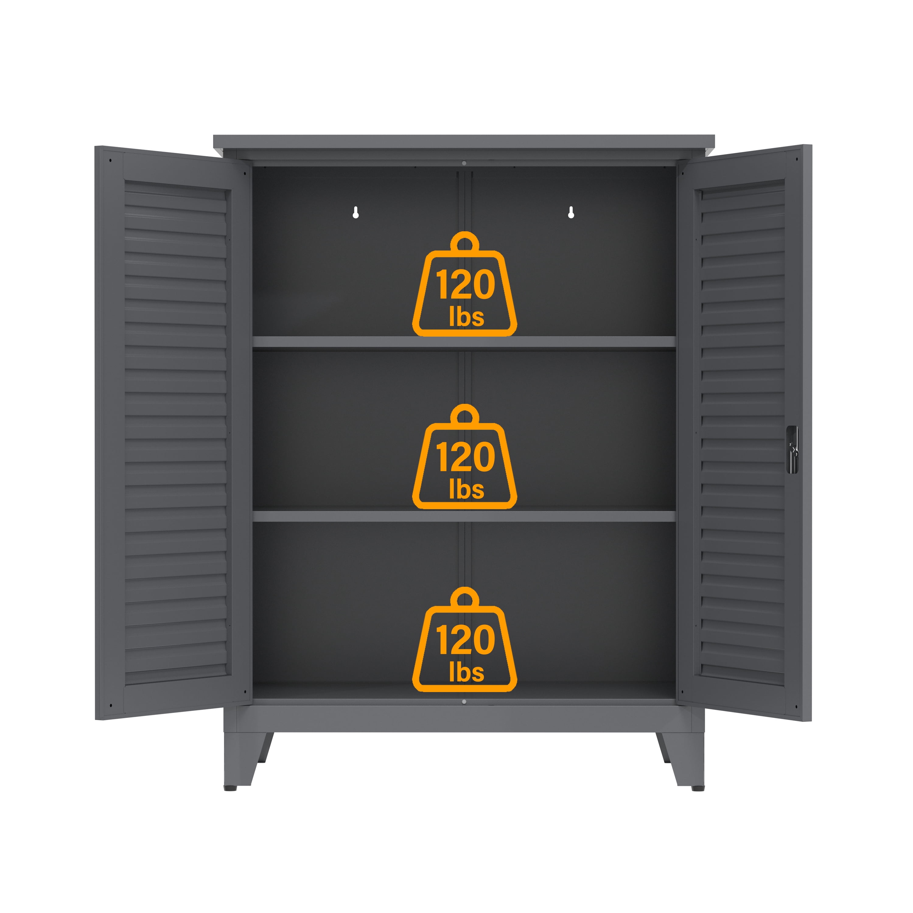Aukfa 47" Metal Storage Cabinet with Lock, Garage Tool Organizer for Garage,Home,Office, Dark Gray
