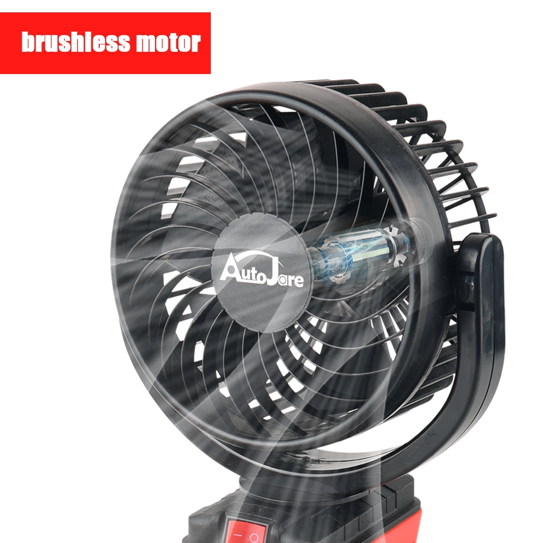 Portable Cordless Fan Fit for Milwaukee Battery, Battery Powered 360° Roating Fan Brushless Motor with 2 USB Charging Interface For Household, Office, Camping (No Battery)