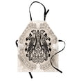 thumbnail image 1 of Vintage Apron Ethnic Heraldic Eagle Birds with Damask Floral Figures Victorian Retro Design, Unisex Kitchen Bib Apron with Adjustable Neck for Cooking Baking Gardening, Tan Black White, by Ambesonne, 1 of 3