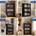thumbnail image 5 of 18" W Collapsible Stackable 26Gal (105Qt) Storage Bins with Lids, 3-Pack Folding Plastic Storage Box with Doors for Home, Closet, Black (18" x 11" x 32"), 5 of 6