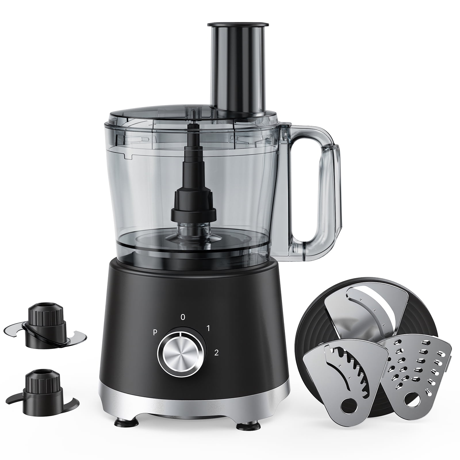 CONCETTA 12-Cup Food Processor & Vegetable Chopper, Stack & Snap Design, 450W 2-Speed Motor, Stainless Steel Blades, BPA-Free Bowl, Black
