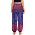 thumbnail image 2 of SWSMCLT Women's Boho Pants Harem Beach Baggy Trousers Print Bloomer Yoga Hippie Drawstring Elastic Waist Aladdin Indian Thai Bohemian Cinch Bottom Patterned5 One Size, 2 of 5