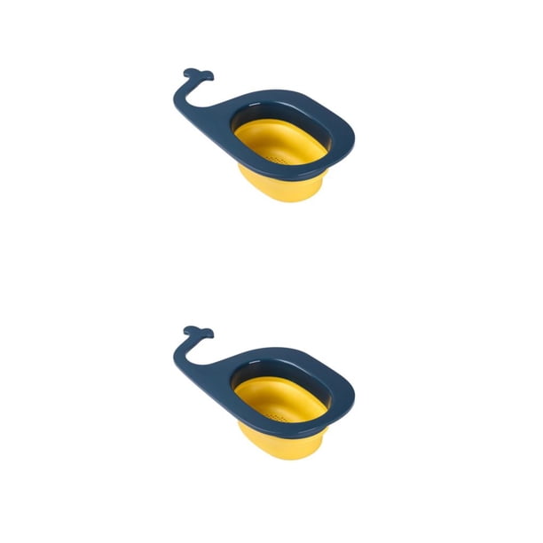 Moyic Cesta de drenaje Colador de fregadero multifuncional Filtro de sopa Escurridor colgante Amarillo azul 2Conjunto
