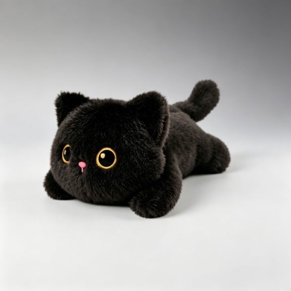 Weighted Black Cat Plush Toy – 12 Inch 1.2 lbs Stuffed Animal, Soft Cuddly Plushie Pillow Gift for Kids Adults, Anxiety Relief Comfort