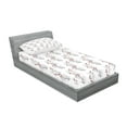 thumbnail image 2 of Ambesonne Flower Fitted Sheet & Pillow Sham Set, Curvy Dotted Branches, Twin, Red Black White, 2 of 2