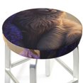 thumbnail image 3 of Daiia Purple Flower Lazy Cat Stool Covers Round,Round Bar Stool Covers Waterproof Bar Chair Covers Washable Stool Cushion Slipcover for 12-14 Inch Chair-13 inch, 3 of 7