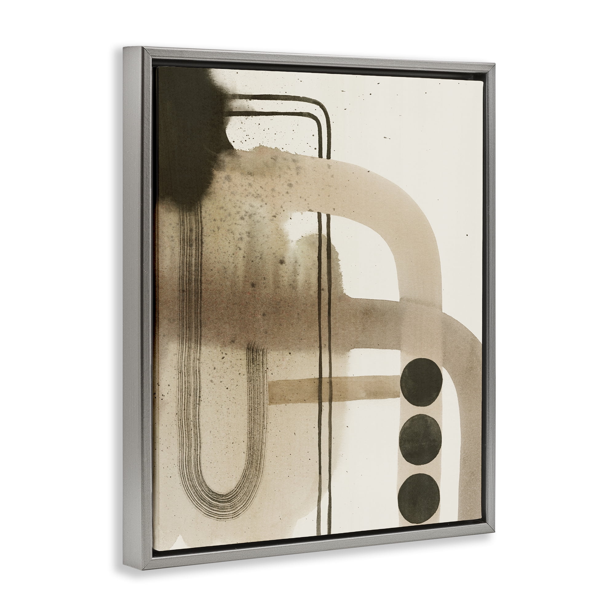 Stupell Industries Beige Retro Arches Abstract Painting Gray Floater Framed Canvas Art Print Wall Art, 17 x 21
