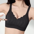 thumbnail image 7 of DDAPJ pyju Womens Seamless T-Shirt Bras Wireless Comfy Everyday Bra Scalloped V-Neck Lace Bralette Full Coverage Push Up Bras Black L, 7 of 7