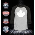 thumbnail image 2 of Shop4Ever Men's Canada White Leaf Proud Canadian Flag Raglan Baseball Shirt Medium Heather Grey/Black, 2 of 4