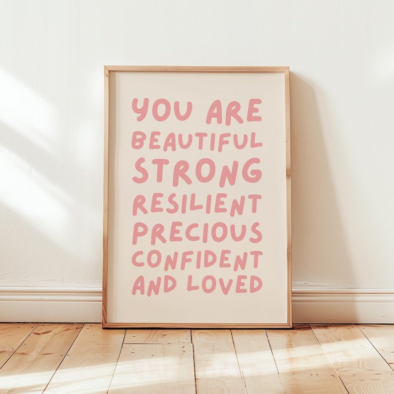 You Are Beautiful Girls Nursery Affirmation Decor Wall Art