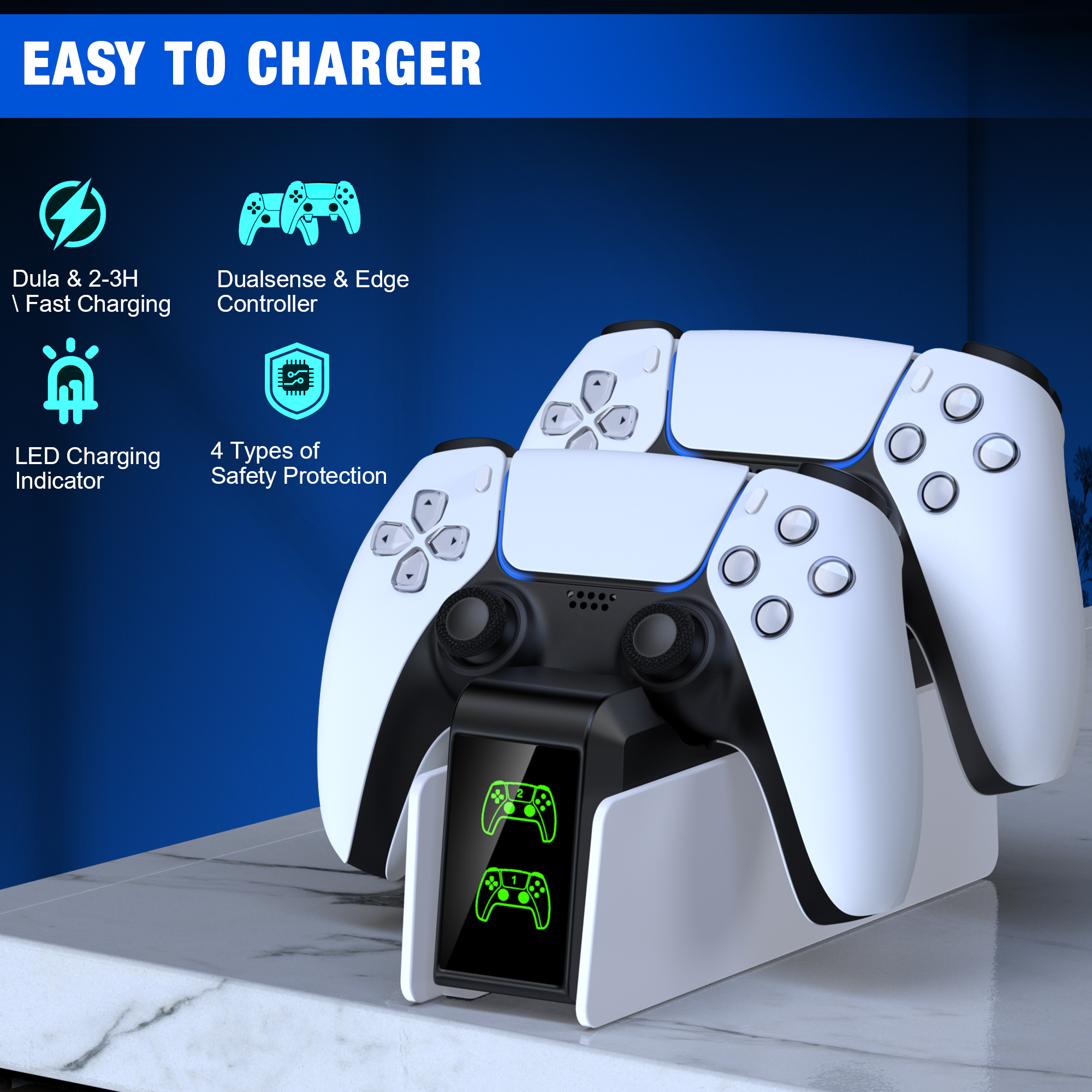 Beboncool PS5 Controller Charging Station, Black photo 7