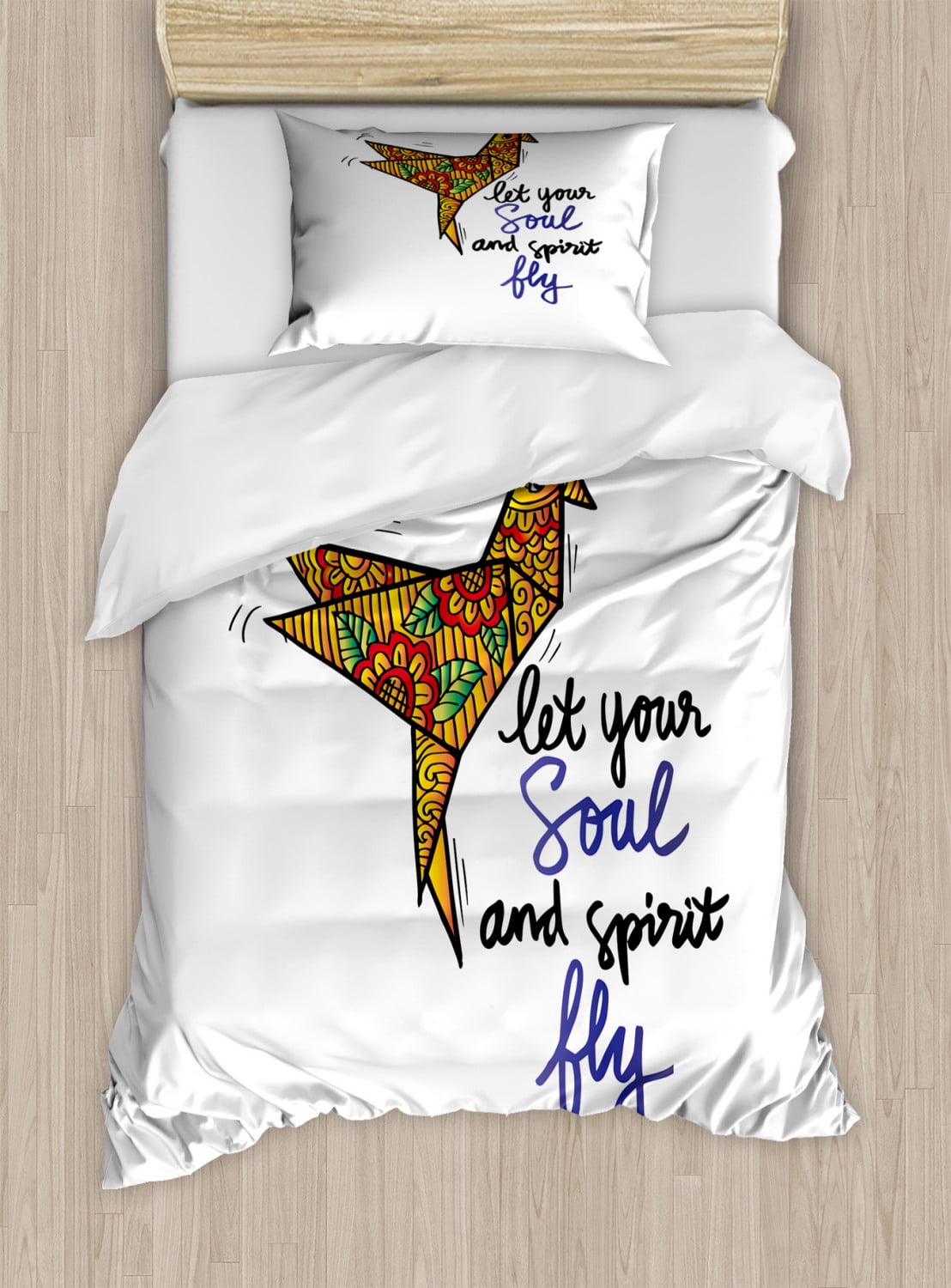 Saying Duvet Cover Set Twin Size, Let Your Soul and Spirit Fly ...